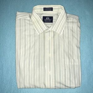 STAFFORD wrinkle free striped long sleeve collard
